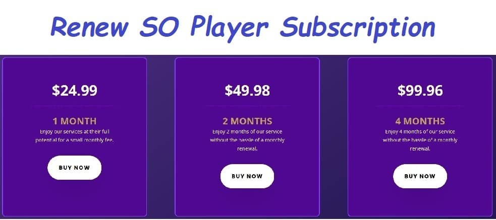 Renew SO Player Subscription - Watch TV Online
