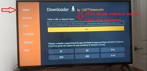 How to Download SO Player on Firestick: Downloader Address Bar