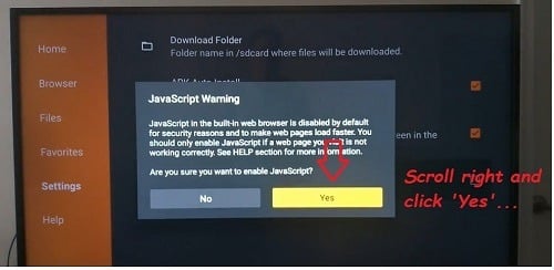 Enable Javascript Yes Button