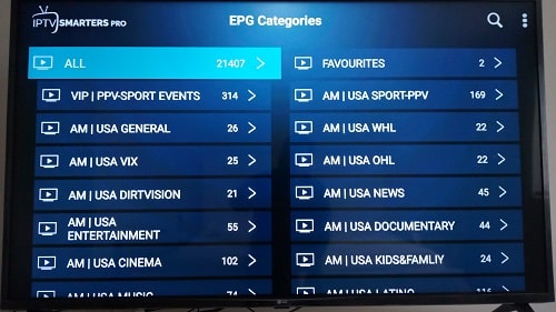 IPTV Now EPG Sub-Categories