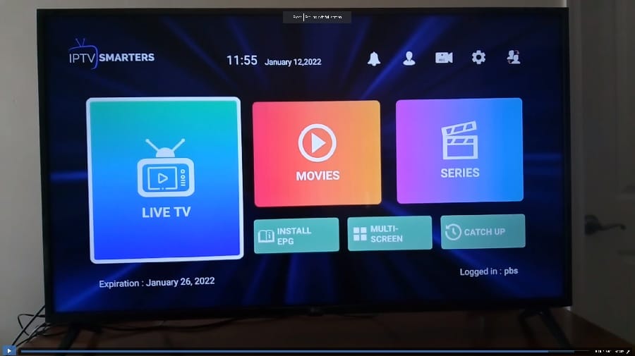 IPTV Smarters Pro Home Screen