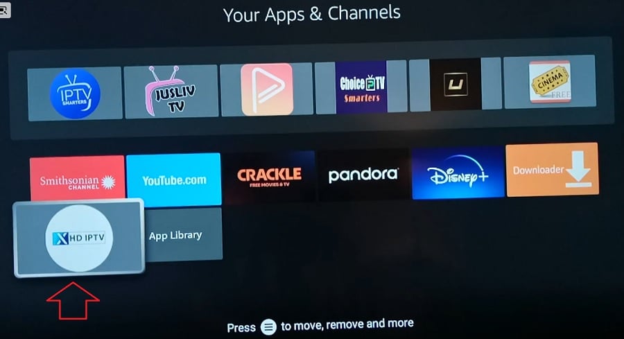 Scroll Download to Find and Highlight XHD IPTV on Firestick