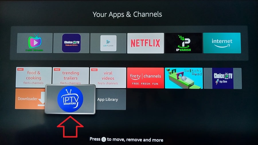 Scroll Down to Find and Highlight IPTV Smarters Firestick Icon