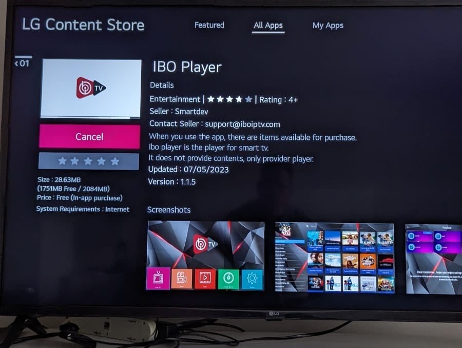 IBO Player LG TV Download Started