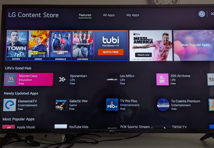 LG Content Store Screen