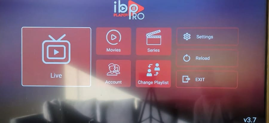 IBO Media Player Home Screen