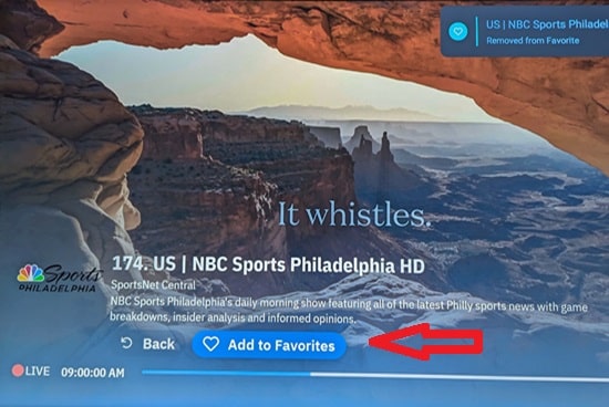 Add Live Channel to Favorites