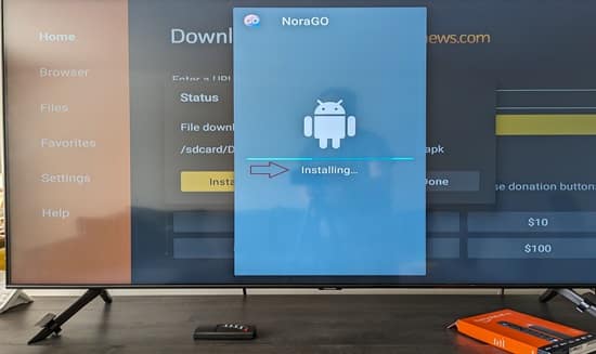 Install Nora Go on Firestick Now in Progress