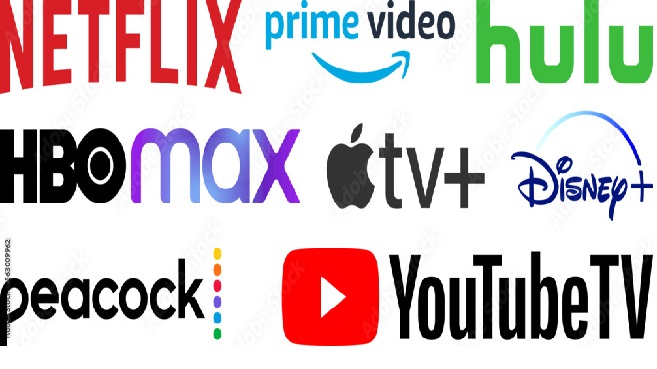 Netflix, Prime Video, HULU, YouTube, Disney, HBOMax, Apple TV+, Peacock 