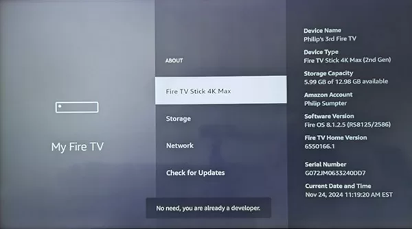 Highlight and Select 'Fire TV Stick 4K Max' 7 Times Quickly