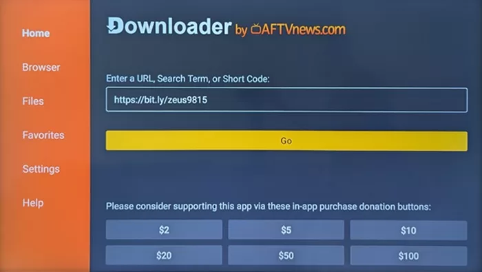 Back at the Downloader Home Screen