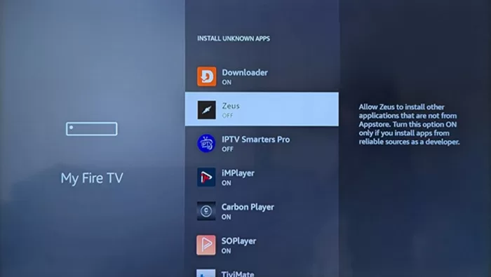 Select Zeus OFF