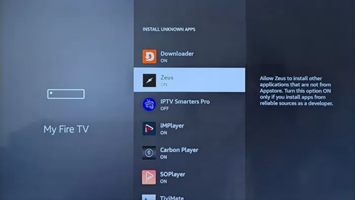 Select Zeus ON