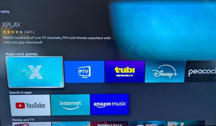 Select XPlay App for Firestick