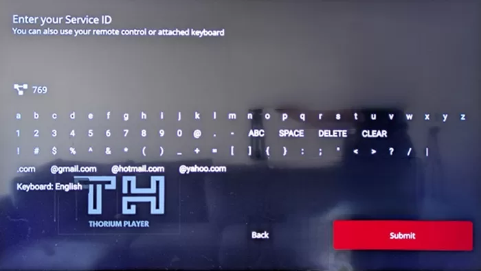 Type in Service ID