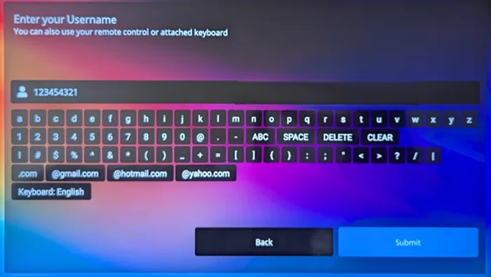 Enter Username and Select Submit