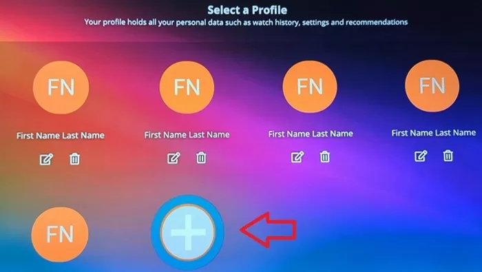 Select + to Create Profile Name