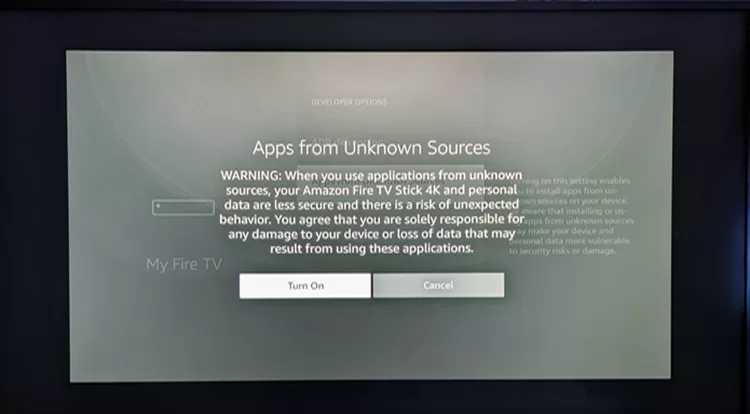 Select the 'Turn On' Button