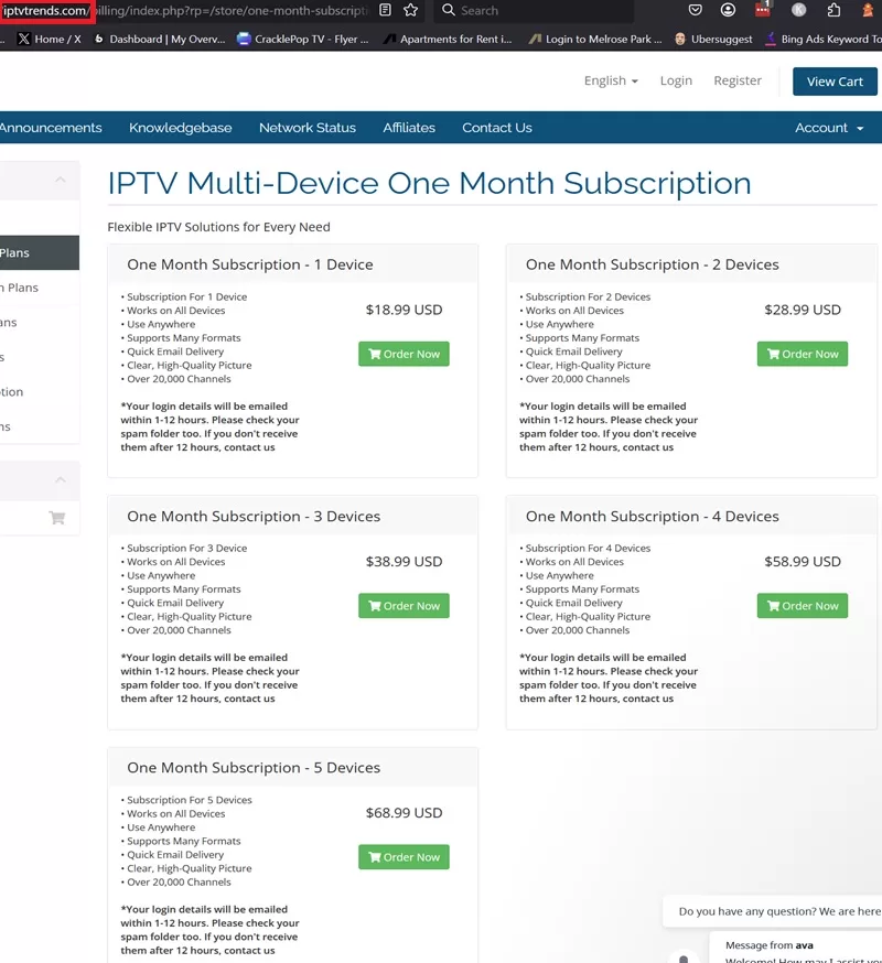 IPTV Trends One-Month Subscriptions