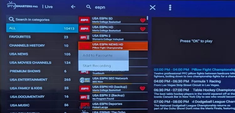 Add Channels to Favorites